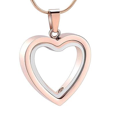G. Seller memorial product: KS37 - Two Tone Heart Cremated Remains Necklace photo