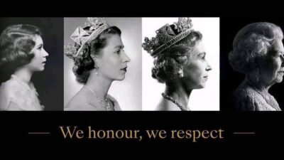 We Respect, We Honour Her Majesty, The Queen banner background photograph